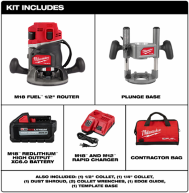 M18 FUEL 1/2 Inch Router Kit, 2.25 HP, Cordless, 25,000 RPM