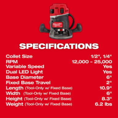 M18 FUEL 1/2 Inch Router Kit, 2.25 HP, Cordless, 25,000 RPM