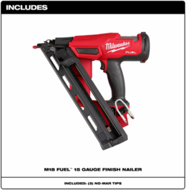 M18 FUEL™ 15 Gauge Finish Nailer, Cordless, 7.5 lbs, 1.25-2.5 Inch Fasteners