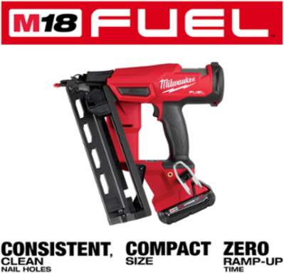 M18 FUELTM 16 Gauge Angled Finish Nailer Kit, 1-1/4 to 2-1/2 Inch Fasteners, Cordless, 800 Nails per Charge