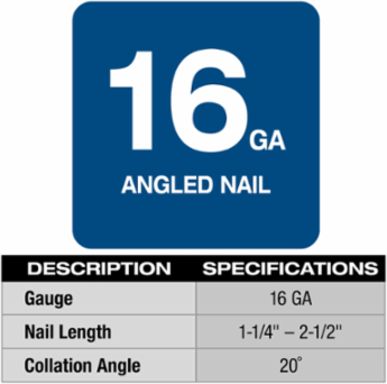M18 FUELTM 16 Gauge Angled Finish Nailer Kit, 1-1/4 to 2-1/2 Inch Fasteners, Cordless, 800 Nails per Charge