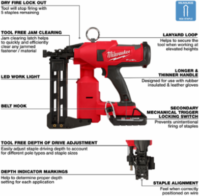 M18 FUEL Utility Fencing Stapler Kit, 1.5-2 Inch Staples, Cordless, 11.2 lbs