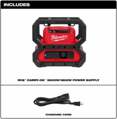 M18™ CARRY-ON™ 3600W Portable Power Supply, 1800W Rated, 28 lbs, Inverter