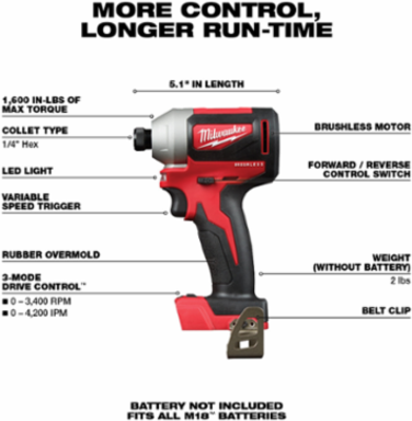M18™ Brushless 1/4 in. Hex 3 Speed Impact Driver