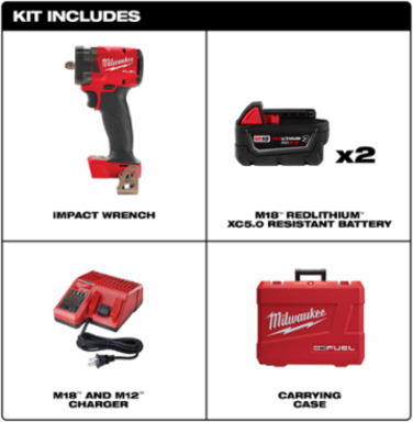 M18 FUEL™ 3/8 Inch Compact Impact Wrench, 250 ft-lbs Torq, 4.8 Inch Length