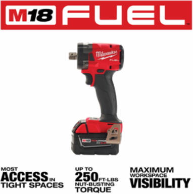 M18 FUEL™ 3/8 Inch Compact Impact Wrench, 250 ft-lbs Torq, 4.8 Inch Length