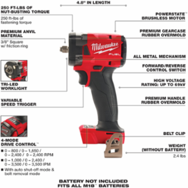 M18 FUEL™ 3/8 Compact Impact Wrench w/ Friction Tool-Reconditioned