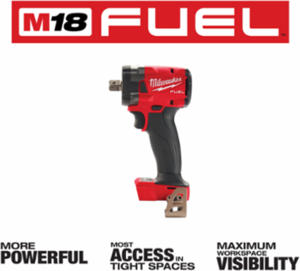 M18 FUELTM 1/2 Inch Compact Impact Wrench, 250 ft-lbs Torque, 4.9 Inch Length