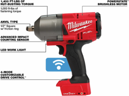 M18 FUELTM High Torque Impact Wrench 1/2 Inch 1000 ft-lbs Torque, 8.39 Inch Length