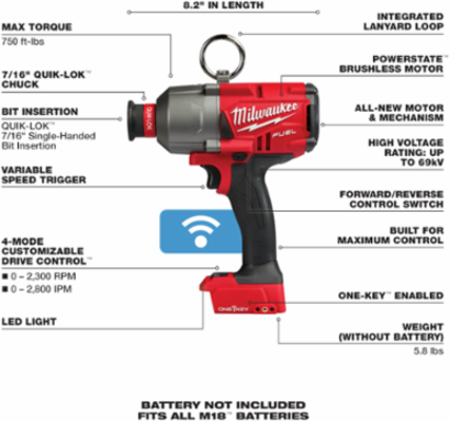 M18 FUEL™ 7/16 in. Hex Utility HTIW w/ ONE-KEY™-Reconditioned