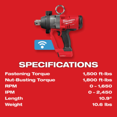 M18 FUEL 1 Inch High Torque Impact Wrench, 1800 ft-lbs Torque, Cordless