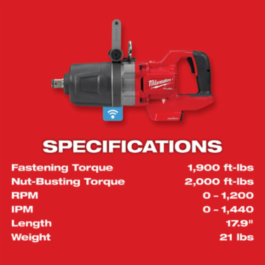 M18 FUELTM 1 Inch D-Handle High Torque Impact Wrench, 2000 ft-lbs Torque