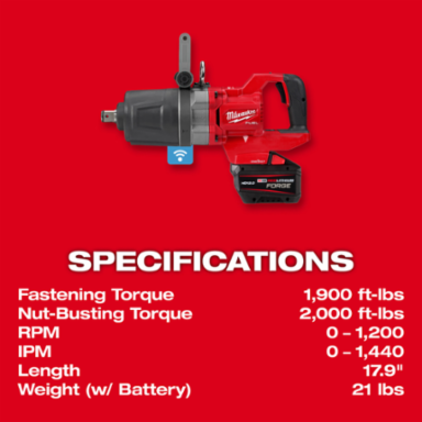 M18 FUEL 1 Inch D-Handle High Torque Impact Wrench with 2000 ft-lbs Torque