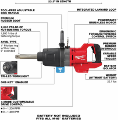 M18 FUEL™ 1 in. D-Handle Ext Anvil High Torque Impact Wrench w/ ONE-KEY™-Reconditioned
