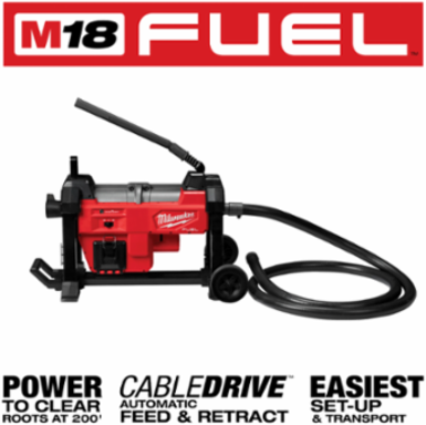 M18 FUELTM Sewer Sectional Machine, 200 ft Max Distance, 7/8 Inch Cable