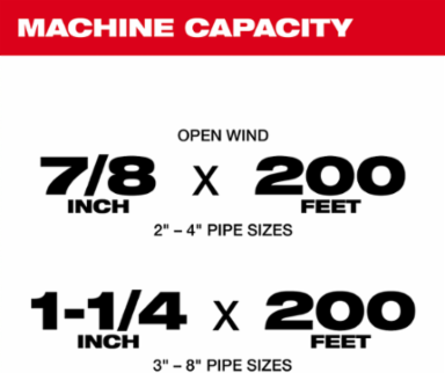 M18 FUELTM Sewer Sectional Machine, 200 ft Max Distance, 7/8 Inch Cable