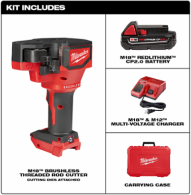 M18™ Cordless Threaded Rod Cutter Kit, Cuts 1/4", 3/8", & 1/2" Steel