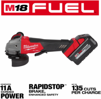 M18 FUEL 4-1/2 Inch / 5 Inch Grinder Paddle Switch, 8,500 RPM, 2 Batteries