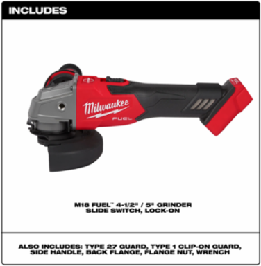 M18 FUEL™ 4-1/2" / 5" Grinder, 8500 RPM, 3.1 lbs, Brushless Motor