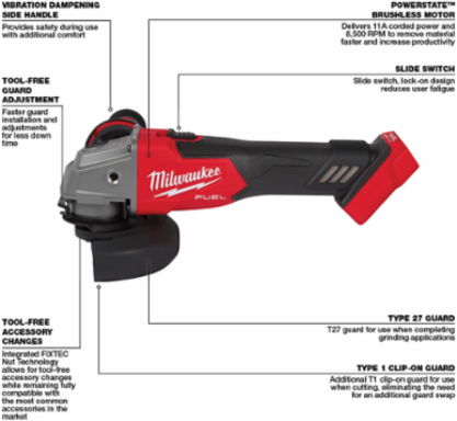 M18 FUEL™ 4-1/2" / 5" Grinder Slide Switch, Lock-On-Reconditioned