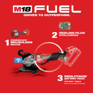 M18 FUEL 4-1/2" / 5" Braking Grinder, 8500 RPM, Paddle Switch, Cordless