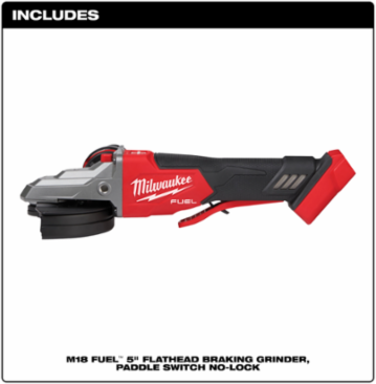 M18 FUEL™ 5" Flathead Braking Grinder, 8500 RPM, Cordless, Paddle Switch