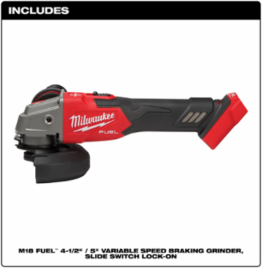 M18 FUEL™ 4-1/2" / 5" Variable Speed Angle Grinder, 8500 RPM, 2.756 lbs