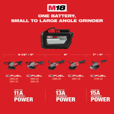 M18 FUEL™ 4-1/2" / 5" Variable Speed Braking Grinder, Slide Switch Lock-On-Reconditioned