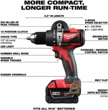 M18™ Brushless 1/2 in. Hammer Drill Kit