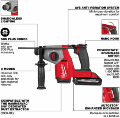 M18 FUEL™ 5/8" SDS Plus Rotary Hammer w/ Dust Extractor Kit