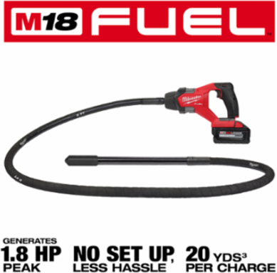 M18 FUEL 8 ft Concrete Pencil Vibrator Kit, 1.8 Peak HP, Cordless, 14.3 lbs
