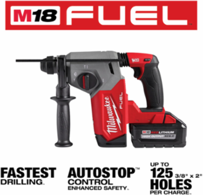 M18 FUEL 1 Inch SDS Plus Rotary Hammer Kit, 2 ft-lbs Impact Energy, 4800 BPM