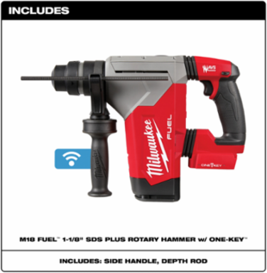 M18 FUELTM 1-1/8 Inch SDS Plus Rotary Hammer, 800 RPM, 4600 BPM, 3.6 ft-lbs Impact Energy