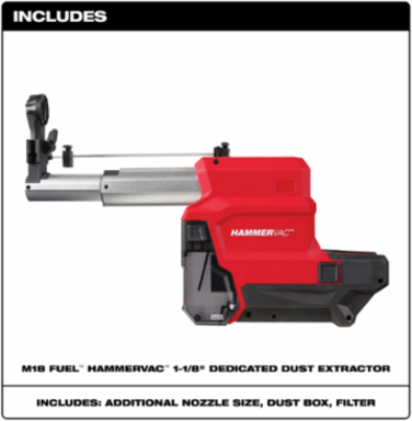 M18 FUEL HAMMERVAC 1-1/8" Dust Extractor with HEPA Filter, 8" Depth