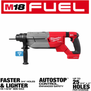 M18 FUEL 1-1/4 Inch SDS Plus D-Handle Rotary Hammer, 3.65 ft-lbs Impact Energy, 810 RPM