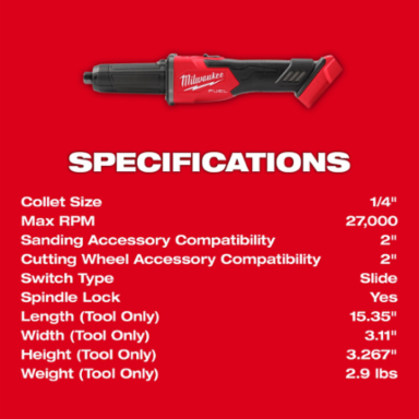 M18 FUEL™ Braking Die Grinder, 11A Power, 27,000 RPM
