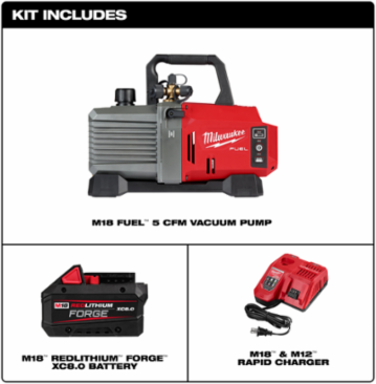 M18 FUEL™ 5 CFM Cordless Vacuum Pump, 1/4", 3/8", 1/2" Ports, 18V DC