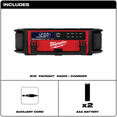 M18TM PACKOUTTM Bluetooth Radio + Charger, 10 Speakers, 360 Sound, 23 lbs