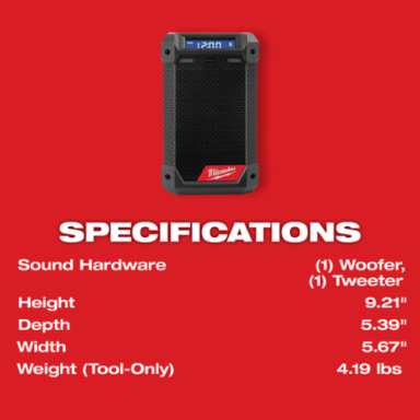 M12TM Bluetooth Radio + Charger, Cordless, IP54 Rated, 10 Presets