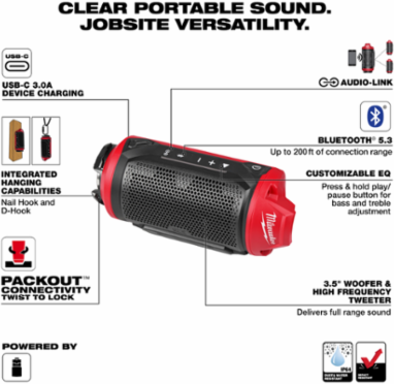 M12™ Bluetooth® Jobsite Speaker w/ PACKOUT™ Compatibility