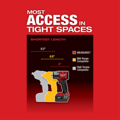 M18 FUEL 3/8 Mid-Torque Impact Wrench, 600 ft-lbs Torque, 6 Inch Length