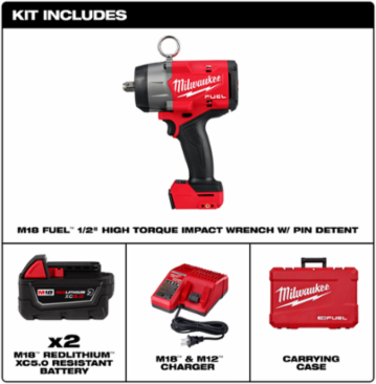 M18 FUELTM 1/2 Inch High Torque Impact Wrench, 900 ft-lbs Torque, 7.3 Inch Length