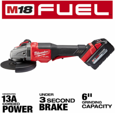 M18 FUEL™ 4-1/2 in.-6 in. No Lock Braking Grinder with Paddle Switch 2 Battery Kit