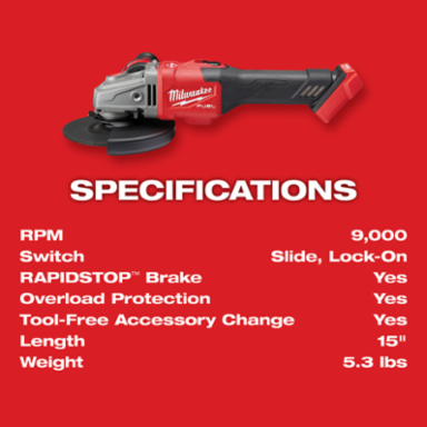 M18 FUEL™ 4-1/2 in.-6 in. Lock-On Braking Grinder with Slide Switch Kit