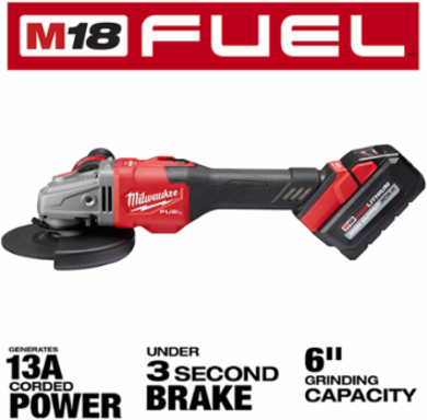 M18 FUEL™ 4-1/2 in.-6 in. Lock-On Braking Grinder with Slide Switch 2 Battery Kit