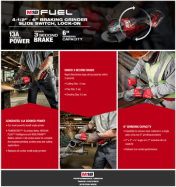 M18 FUEL™ 4-1/2 in.-6 in. Lock-On Braking Grinder with Slide Switch 2 Battery Kit
