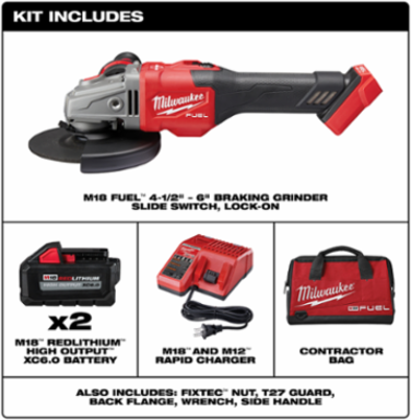 M18 FUEL™ 4-1/2 in.-6 in. Lock-On Braking Grinder with Slide Switch 2 Battery Kit