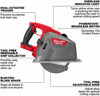 M18 FUEL™ 8 Inch Metal Cutting Circular Saw, 2-9/16 Inch Cut Capacity, 15A Power