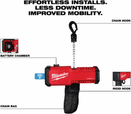 M18 Compact 1-Ton Chain Hoist with Wireless Remote, 46lbs, 18V