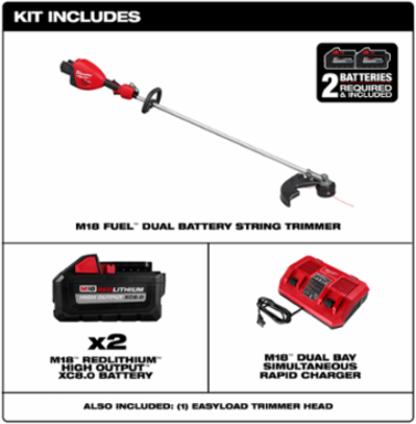 M18 FUEL 17 Inch Dual Battery String Trimmer Kit, 18V, 2.5HP, Dual-Line, 0.080 Inch
